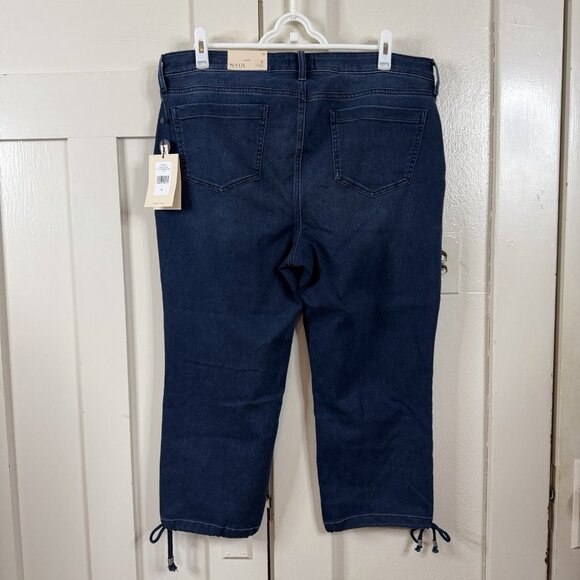 NYDJ Capri With Drawcord Hem Pilar Regular 16 Blue Dark Wash MARJCP2799 - Picture 5 of 15